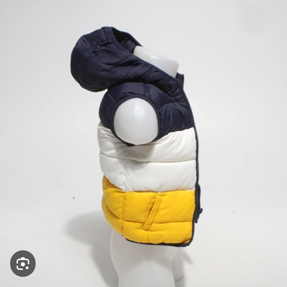 H&M Kids Puffer Vest - Navy, White, Yellow - Picture 2 of 7